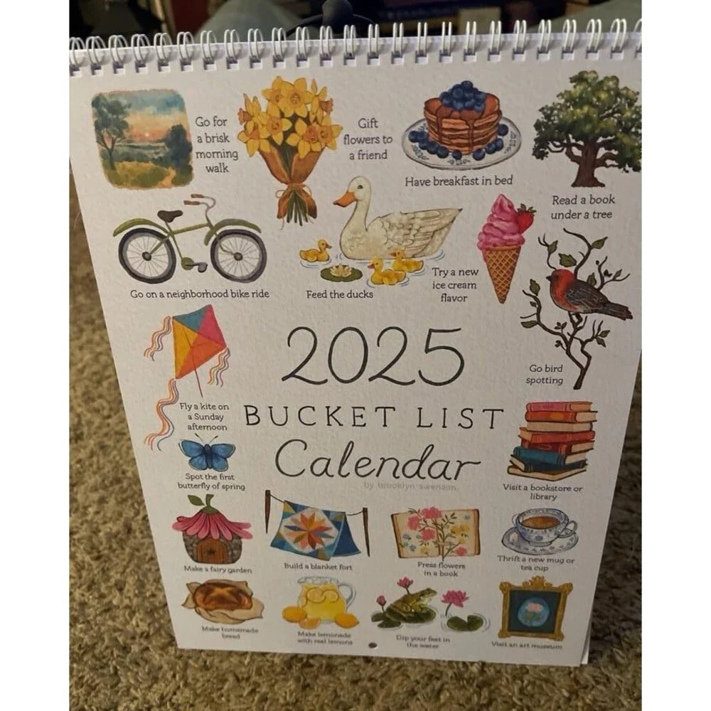 abigail&bleu Bucket List Calendar Large Double Spiral Wire-Binding Wall Calendar